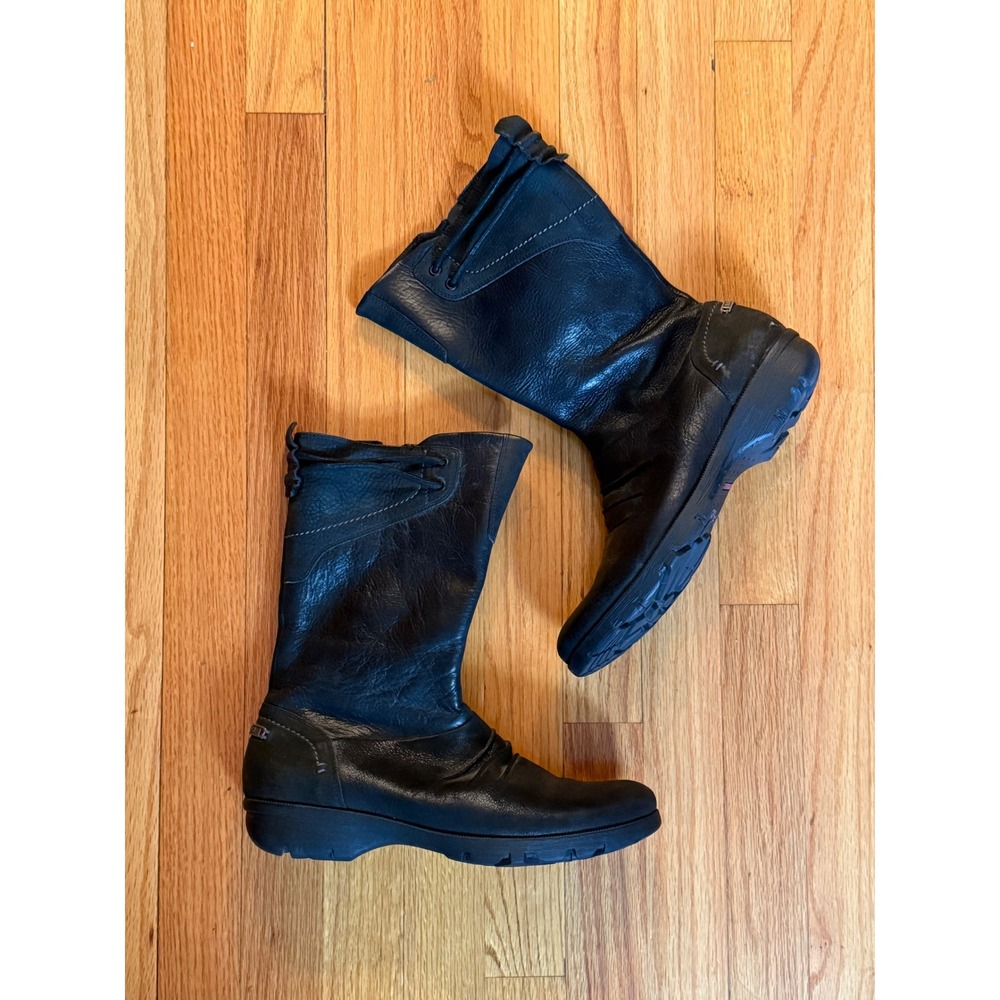 Merrell Vera Mid Black Leather Boots Womens 9.5 Striped Lining - Picture 3 of 9